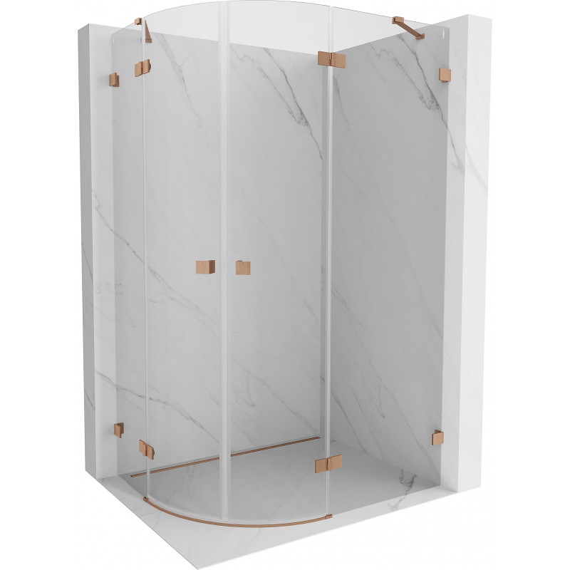 Mexen Lunar Duschkabine halbkreisförmig schwenkbar rechts 100 x 80 cm, transparent, gebürstetes Kupfer - 833-100P-080L-65-00