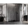 Mexen Lunar Halbkreis-Duschkabine, schwenkbar, rechts 100 x 90 cm, transparent, gebürstetes Gun Gray - 833-100P-090L-66-00