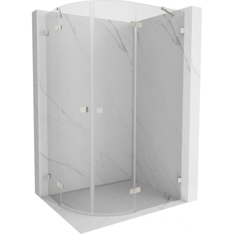 Mexen Lunar Duschkabine halbrund schwenkbar rechts 100 x 70 cm, transparent, gebürstetes Nickel - 833-100P-070L-97-00