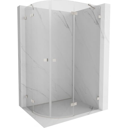 Mexen Lunar halbrunde Duschkabine schwenkbar rechts 100 x 90 cm, transparent, gebürstetes Nickel - 833-100P-090L-97-00