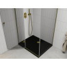 Mexen Roma Duschecke Klapptür 80 x 100 cm, transparent, Gold + Flat Duschwanne, Schwarz - 854-080-100-50-00-4070G