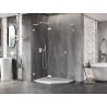Mexen Lunar L fünfeckige Duschkabine schwenkbar links 100 x 80 cm, transparent, weiß - 831L-100L-080P-20-00-L
