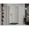Mexen Roma duschecke schwenkbar 80 x 80 cm, transparent, gold + Duschwanne Flat, schwarz - 854-080-080-50-00-4070G