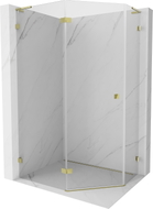 Mexen Lunar L Fünfeck-Duschkabine klappbar links 90 x 80 cm, transparent, gold - 831L-090L-080P-50-00-L