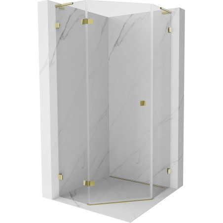 Mexen Lunar L Fünfeck-Duschkabine, links schwenkbar 90 x 90 cm, transparent, Gold - 831L-090L-090P-50-00-L