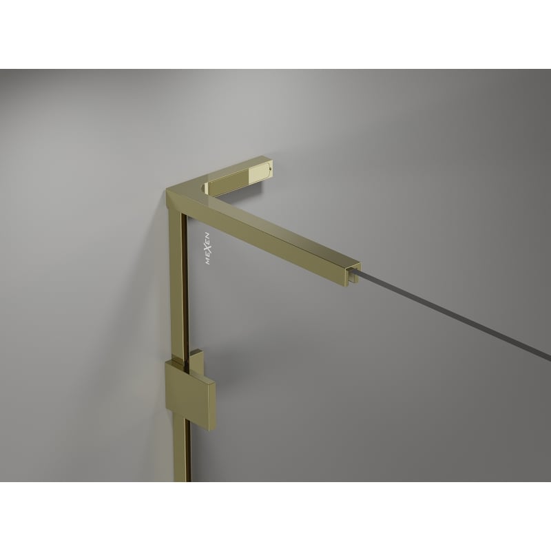 Mexen Lunar L fünfeckige Duschkabine links öffnend 100 x 100 cm, transparent, gold - 831L-100L-100P-50-00-L