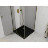 Mexen Roma Schwenkbare Duschkabine 90 x 90 cm, transparent, gold + Duschwanne Flat, schwarz - 854-090-090-50-00-4070G