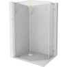 Mexen Lunar L Fünfeck-Duschkabine, links öffnend 100 x 80 cm, transparent, gebürstetes Gold - 831L-100L-080P-55-00-L