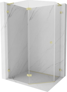 Mexen Lunar L Fünfeck-Duschkabine, links öffnend 100 x 80 cm, transparent, gebürstetes Gold - 831L-100L-080P-55-00-L