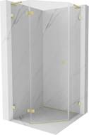 Mexen Lunar L fünfeckige Duschkabine, klappbar, links 100 x 100 cm, transparent, gebürstet gold - 831L-100L-100P-55-00-L