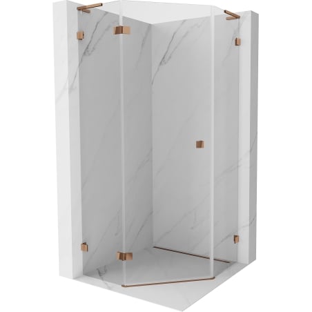 Mexen Lunar L Fünfeck-Duschkabine Schwenktür links 80 x 80 cm, transparent, Roségold - 831L-080L-080P-60-00-L