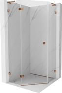 Mexen Lunar L fünfeckige Duschkabine, schwenkbar, links, 80 x 80 cm, transparent, roségold - 831L-080L-080P-60-00-L