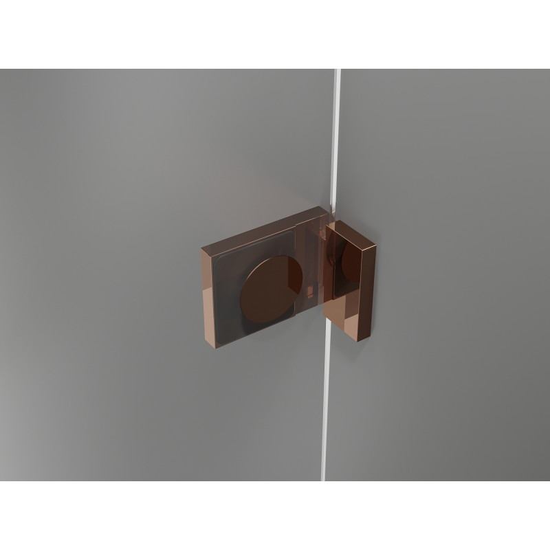 Mexen Lunar L fünfeckige Duschkabine, schwenkbar, links, 80 x 80 cm, transparent, roségold - 831L-080L-080P-60-00-L