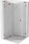 Mexen Lunar L Fünfeck-Duschkabine schwenkbar links 90 x 90 cm, transparent, Roségold - 831L-090L-090P-60-00-L