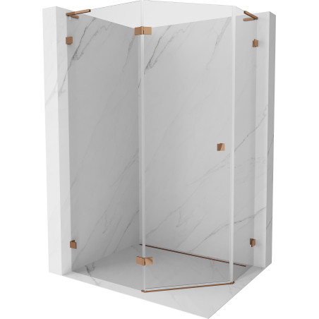 Mexen Lunar L Fünfeckige Duschkabine, links öffnend 100 x 80 cm, transparent, Roségold - 831L-100L-080P-60-00-L