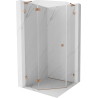 Mexen Lunar L fünfeckige Duschtür links schwenkbar 90 x 90 cm, transparent, gebürstetes Kupfer - 831L-090L-090P-65-00-L