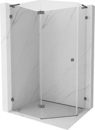 Mexen Lunar L fünfeckige Duschkabine links öffnend 100x80 cm, transparent, gebürstetes Gun Gray - 831L-100L-080P-66-00-L