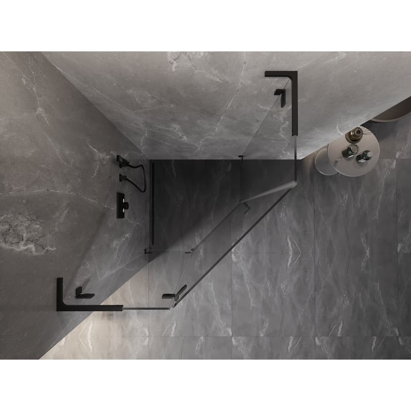 Mexen Lunar L Fünfeck-Duschkabine schwenkbar links 80 x 80 cm, transparent, schwarz - 831L-080L-080P-70-00-L