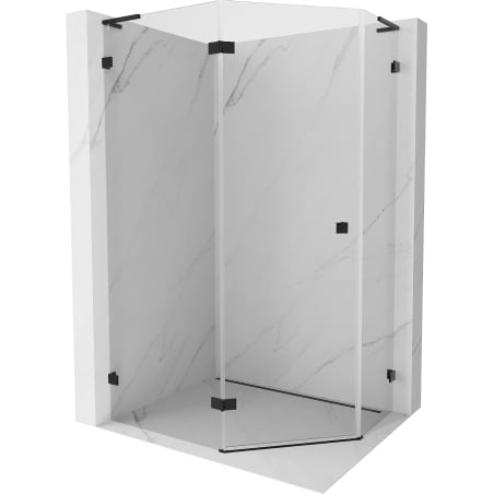 Mexen Lunar L Fünfeck-Duschkabine schwenkbar links 100 x 90 cm, transparent, schwarz - 831L-100L-090P-70-00-L