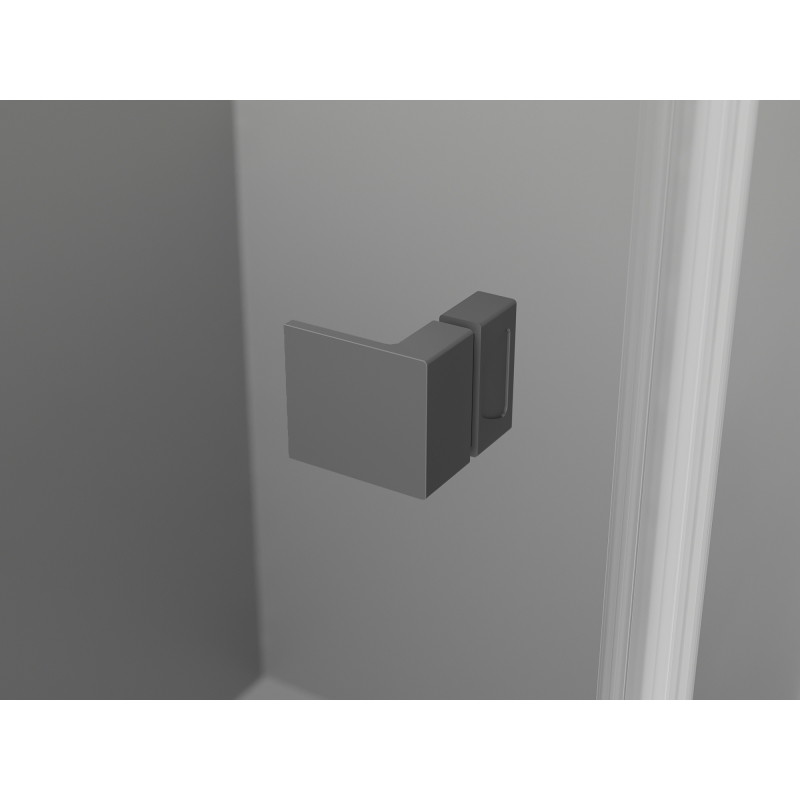 Mexen Lunar L fünfeckige Duschkabine mit schwenkbarer linker Tür 80 x 80 cm, transparent, Gun Metal - 831L-080L-080P-95-00-L