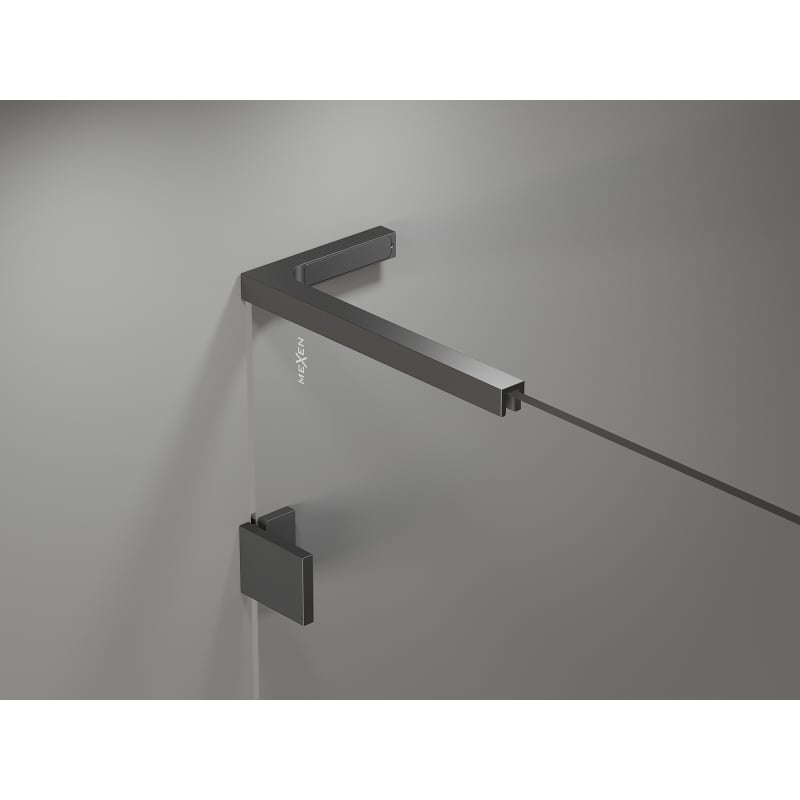 Mexen Lunar L Fünfeck-Duschkabine, links angeschlagen, 80 x 80 cm, transparent, Gun Metal - 831L-080L-080P-95-00-L