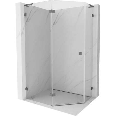 Mexen Lunar L fünfeckige Duschkabine, links öffnend, 100 x 80 cm, transparent, Gun Metal - 831L-100L-080P-95-00-L