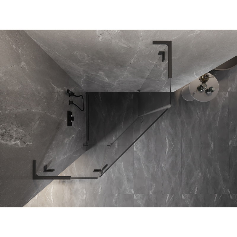 Mexen Lunar L fünfeckige Duschkabine linksseitig 100 x 100 cm, transparent, Gun Metal - 831L-100L-100P-95-00-L