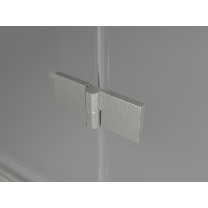 Mexen Lunar L Fünfeckige Duschkabine, schwenkbar, links 80 x 80 cm, transparent, gebürstetes Nickel - 831L-080L-080P-97-00-L