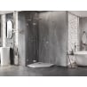 Mexen Lunar L Fünfeck-Duschkabine links öffnend 90 x 90 cm, transparent, gebürsteter Nickel - 831L-090L-090P-97-00-L
