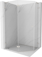 Mexen Lunar L Fünfeck-Duschkabine schwenkbar links 100 x 80 cm, transparent, gebürsteter Nickel - 831L-100L-080P-97-00-L