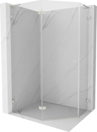 Mexen Lunar L Fünfeck-Duschkabine links 100 x 90 cm, transparent, gebürstetes Nickel - 831L-100L-090P-97-00-L