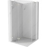 Mexen Lunar L Fünfeck-Duschkabine, schwenkbar, links 100x100 cm, transparent, gebürstetes Nickel - 831L-100L-100P-97-00-L
