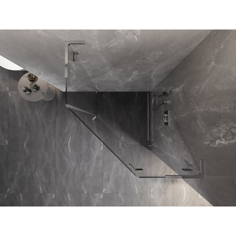 Mexen Lunar L rechte fünfeckige Duschkabine 80 x 80 cm, transparent, Chrom - 831L-080P-080L-01-00-P