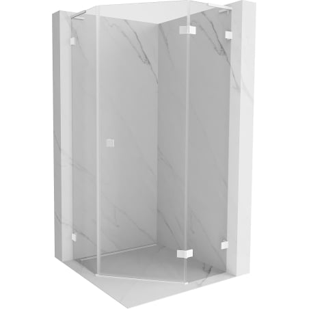 Mexen Lunar L fünfeckige Duschkabine, rechts angeschlagen, 80 x 80 cm, transparent, weiß - 831L-080P-080L-20-00-P