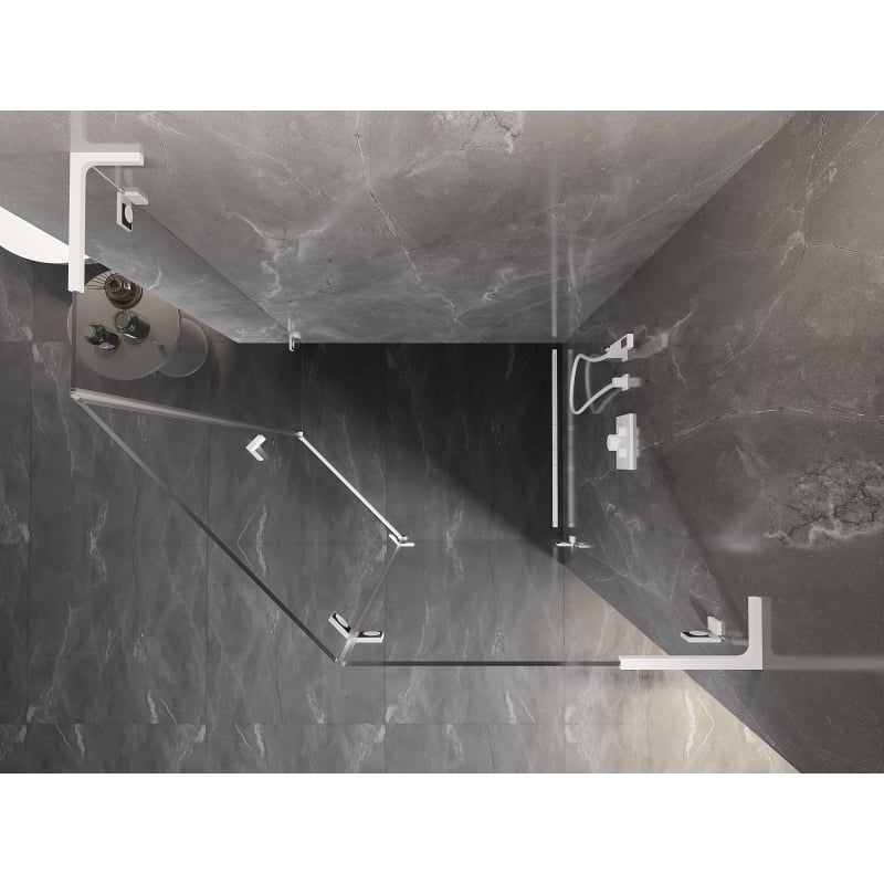Mexen Lunar L Fünfeck-Duschkabine rechts öffnend 90 x 80 cm, transparent, weiß - 831L-090P-080L-20-00-P