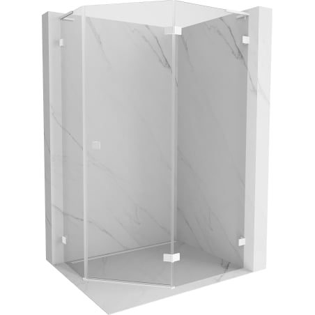 Mexen Lunar L Fünfeck-Duschkabine rechts öffnend 90 x 80 cm, transparent, weiß - 831L-090P-080L-20-00-P