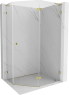 Mexen Lunar L Fünfeck-Duschkabine, rechts öffnend 100 x 80 cm, transparent, gold - 831L-100P-080L-50-00-P