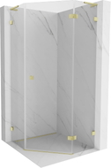Mexen Lunar L fünfeckige, rechte Duschkabine 80 x 80 cm, transparent, gebürstetes Gold - 831L-080P-080L-55-00-P