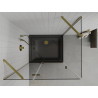Mexen Roma Schwenkbare Duschkabine 100 x 80 cm, transparent, gold + Duschwanne Flat, schwarz - 854-100-080-50-00-4070G
