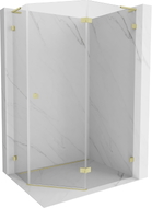 Mexen Lunar L fünfeckige Duschkabine rechts öffnend 100 x 80 cm, transparent, gold gebürstet - 831L-100P-080L-55-00-P