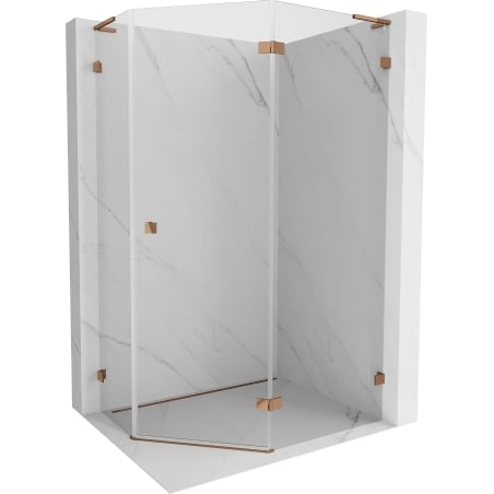 Mexen Lunar L Fünfeck-Duschkabine, rechte Schwingtür 90 x 80 cm, transparent, Roségold - 831L-090P-080L-60-00-P