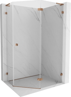 Mexen Lunar L Fünfeck-Duschkabine, rechte Schwingtür 90 x 80 cm, transparent, Roségold - 831L-090P-080L-60-00-P