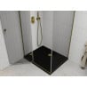 Mexen Roma Duschkabine schwenkbar 120 x 80 cm, transparent, gold + Duschwanne Flat, schwarz - 854-120-080-50-00-4070G