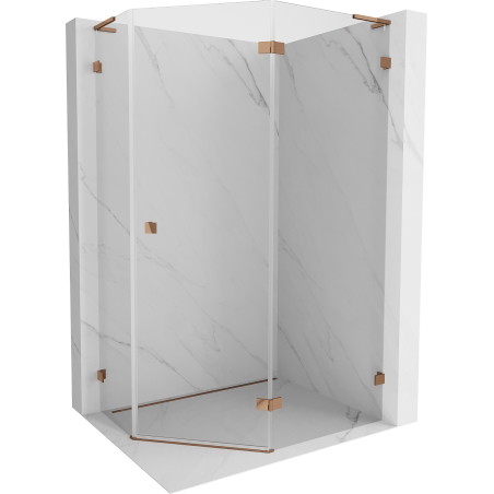Mexen Lunar L fünfeckige Duschkabine schwenkbar rechts 100 x 80 cm, transparent, Roségold - 831L-100P-080L-60-00-P