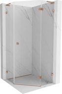 Mexen Lunar L fünfeckige Duschkabine rechts schwenkbar 80 x 80 cm, transparent, gebürstetes Kupfer - 831L-080P-080L-65-00-P