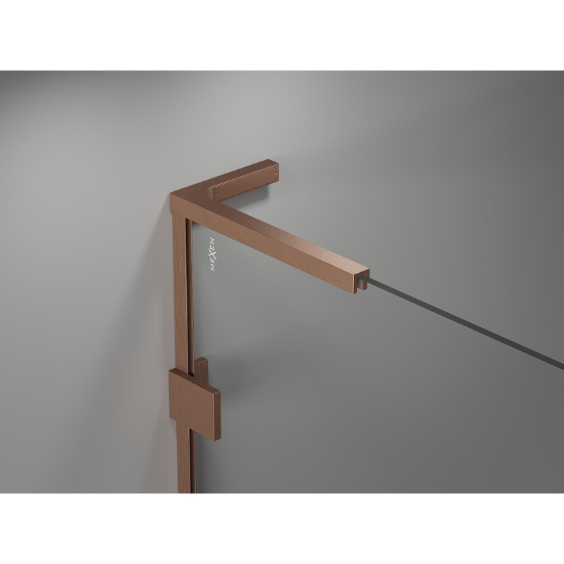 Mexen Lunar L Fünfeck-Duschkabine, schwenkbar, rechts, 80 x 90 cm, transparent, gebürstetes Kupfer - 831L-080P-090L-65-00-P