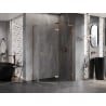 Mexen Lunar L fünfeckige Duschkabine, schwenkbar, rechts 90 x 80 cm, transparent, gebürstetes Kupfer - 831L-090P-080L-65-00-P