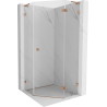 Mexen Lunar L rechte fünfeckige Duschkabine 90 x 90 cm, transparent, gebürstetes Kupfer - 831L-090P-090L-65-00-P