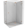 Mexen Lunar L, fünfeckige, schwenkbare Duschkabine rechts 100 x 80 cm, transparent, gebürstetes Kupfer - 831L-100P-080L-65-00-P