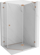 Mexen Lunar L, fünfeckige, schwenkbare Duschkabine rechts 100 x 80 cm, transparent, gebürstetes Kupfer - 831L-100P-080L-65-00-P